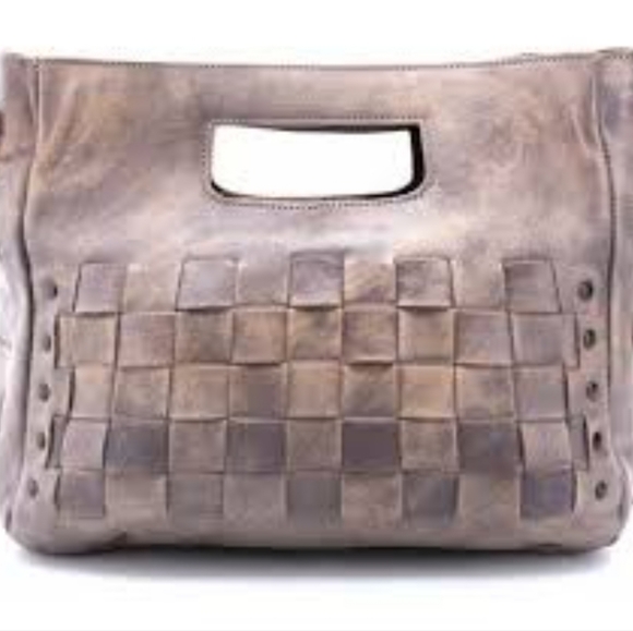 Bed Stu Handbags - Bed:Stu Orchid Crossbody Bag Taupe Peach Gray Leather Woven Satchel 13"x11"x3"